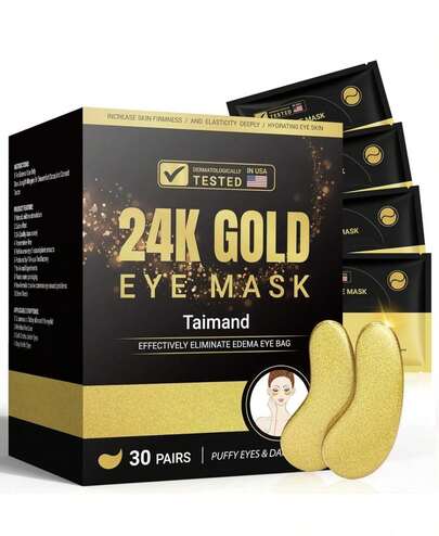 Under Eye Patches (30 Pairs) With Collagen And 24K Gold For Puffy Eyes, Dark Circles, Bags And Wrinkles - Skin Care, Gel