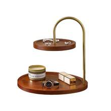 双层木质桌面收纳架，珠宝展示架，玄关置物架，桌面钥匙架，小型整理架 - 胡桃色 - 查看 6