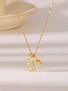 1pc Fashion Sunflower Rhinestone Stainless Steel Gold Plated Chain Necklace, Suitable For Women For Daily Wear, Meetings, Dates, Parties, Festivals - Yellow Gold - View 10