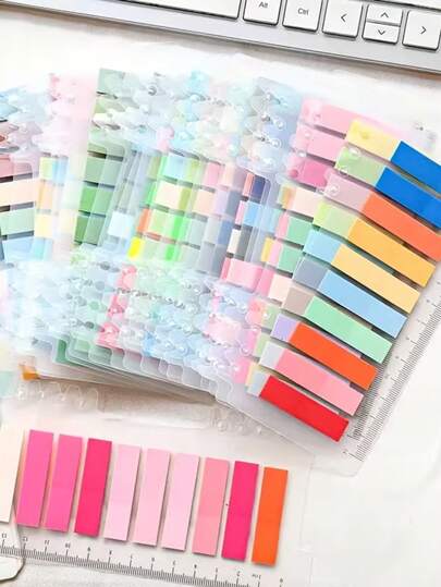 3200 piezas/1600 piezas/800 piezas/200 piezas Etiquetas adhesivas de color Morandi, Etiquetas de índice, Etiquetas adhesivas, Marcadores de página, Marcadores de libro semitraslúcidos de color Morandi con superficie para escribir y etiquetas de marcador de libro reutilizables, Exquisitas pestañas de índice con cinta