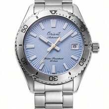 Reloj de buceo automático edición limitada 75th Anniversary de ORIENT - Resistente al agua 200m, esfera azul glaciar, pulsera de acero inoxidable, índices luminosos, modelo RA-AC0Q12L30B - Azul - Ver 4
