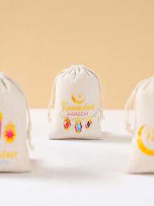 6Pcs Ramadan Kareem Linen Gift Bag,Drawstring Bag With Moon Lantern Design,Gift Wrapping Bag,Gift Packaging Bag,Storage Bag,Islamic Muslim Party Favor Bag,EID Mubarak Decorations,Eid Al Adha Gift,Ramadan Kareem Party Supplies,Ramadan Mubarak Decorations,Ramadan Decorations For Home,Organization And Storage - Multicolor - View 6