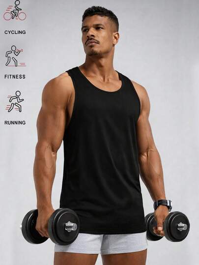 Men's Muscle Training Shirt, Essential Item For Fitness Enthusiasts, Classic Black Color, Suitable For Gym And Outdoor Activities
