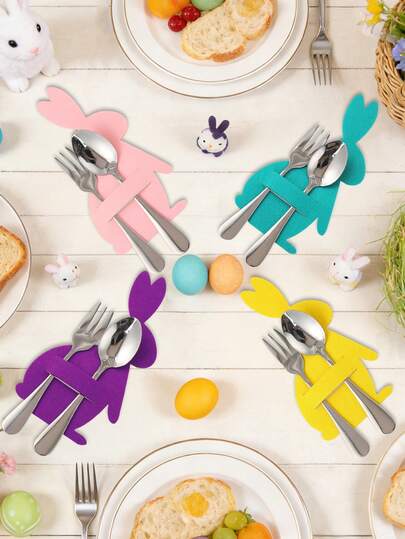 12个复活节兔子造型无纺布餐具袋，复活节家居餐桌装饰，复活节装饰品，复活节礼物，复活节派对用品，复活节派对餐具装饰，复活节餐桌装饰，厨房和餐厅装饰，复活节房间装饰，家居装饰，复活节装饰品，复活节礼物，复活节餐桌装饰