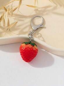 3pcs Cute Resin Simulated Strawberry Bag Charm Pendant - Đỏ - Xem 2
