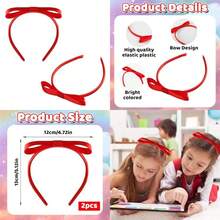 2pcs Red Bow Headband Cute Princess Hair Bow Hoops Red Ribbon Bowknot Hairband For Women Girls Birthday Christmas Costume Party Cosplay Hair Accessories#XSD444 - Đỏ - Xem 2