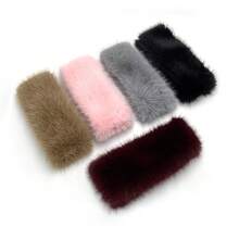 1pc Fashion Faux Fox Fur Headband For Women, Elastic Wide Brim Headband, Neck Warmer, Vintage Warm Ear Protection, Winter Visor Hat Hair Accerssories Headbands For Women Moños Para El Cabello Valentine's Day - 紅色 - 查看 5