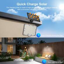 128 LED Solar Powered Motion Sensor Spotlight, With Remote Control, 3 Lighting Modes, IP65 Waterproof, 5M Cable, Easy Installation, Suitable For Yard, Garden, Pathway Lighting, Halloween, Christmas, Father's Day Gift - White Light - View 5