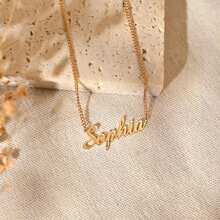 Personalized Gold Name Necklace, Customized Name Necklace, Name Plate Necklace With Cuban Chain, Mother's Necklace, Minimalist Style Jewelry, Gift For Her - Multicolor 3 - View 8