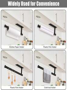 1个不锈钢厨房纸巾架，壁挂式，纸巾架，自粘式橱柜底部收纳架，厨房收纳架，提供粘胶和螺丝两种安装方式。 - 彩色 - 查看 9