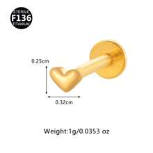 1件 ASTM F136 钛合金 16G 内螺纹迷你心形 M0.9 内螺纹 CZ 耳环 耳骨耳屏耳廓耳垂穿孔唇钉唇环饰品 - 心型唇釘(1個) - 查看 6