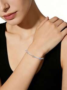 1件时尚优雅休闲风多场合经典网球立方氧化锆铜手链，热销新款设计，适合女士派对和日常穿搭，节日实惠珠宝礼品