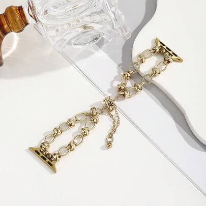 1 pieza Pulsera de reloj de mujer hecha a mano de cadena metálica, correa de acero inoxidable apta para 38/40/41mm, 42/44/45/46/49mm Series 1/2/3/4/5/6/7/8/SE/Ultra