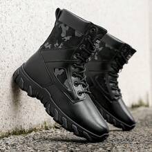 2025 Nowe buty sportowe męskie na co dzień, buty trekkingowe do uprawiania sportów na świeżym powietrzu, wysokie kowbojki w stylu western, odpowiednie na pola uprawne, plac budowy, przygody, buty taktyczne - Czarne - Zobacz 5