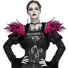 Hombreras de estilo gótico unisex de tamaño mediano con plumas sintéticas negras para fiesta de Navidad roja y carnaval, hechas de fibra de poliéster, perfectas para cosplay - A - Ver 22