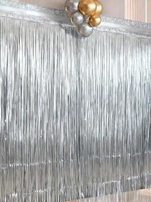 2/3/6pcs Silvery Metallic Tinsel Foil Fringe Curtains, Fringe Tassel Ribbon Backdrop,Party Decorations, Birthday Background Decor, Shiny Metallic Texture Rain Curtain, Suitable For Photography Studio Props, Birthday Party, Bridal Shower, Wedding Party Decor, Event Styling, Birthday Decorations,Babyshower Decor,Room Wall Decorations, Home Decorations - Silver - View 9