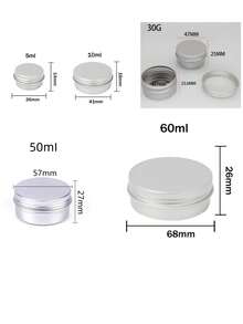 24/12 pièces Boîtes métalliques rondes en aluminium avec couvercles à vis, capacité 10 ml/30 ml/50 ml/60 ml, rechargeables, boîtes métalliques, boîtes en aluminium, bocaux de rangement pour bougies en métal, convient pour l'artisanat, les bonbons, les cosmétiques, le baume à lèvres, les bougies, le DIY et plus encore - Argent - Voir 10