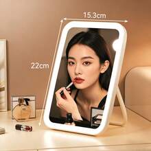 New Large Rechargeable Makeup Mirror, 3-Color Lighting, Touch Screen Dimmable, Portable Beauty Mirror, Desktop LED Folding Vanity Mirror, Dual Use For Home And Travel, Built-In 320mAh Rechargeable Battery, Comes With USB Cable, Suitable As Room Decor, Valentine's Day, Mother's Day, Birthday Gift