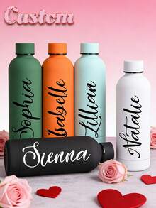 1pc Customized Double-Layer Stainless Steel Coffee Cup/Soda Bottle, Sports Insulated Water Bottle, 500ml/17oz Personalized Name Cup, Multiple Colors Available, Suitable As Back To School, Holiday And Birthday Gift For Boys And Girls - Multicolor - View 3