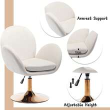 1PC Wahson Dressing Table Chair Swivel Armchair Modern Living Room Adjustable Chair Bedroom Padded Chair With Backrest - Beige - View 6