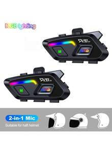 P20 2-Pack Motorcycle Helmets With Bluetooth 6.0 Wireless Walkie-Talkies, 500-Meter Range, Music Sharing Headsets, And Over-Ear Speakers – Motorcycle Accessories. - P20 2X - View 15