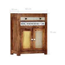 vidaXL Armoire latérale 60x30x75 cm Bois massif - Tabac - Voir 5