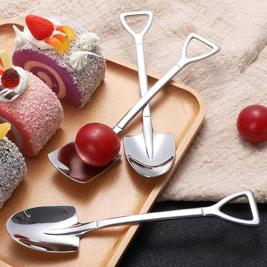 10pcs Elegant Spoon-Shaped Dessert Spoons, Suitable For Serving Ice Cream, Frozen Cakes, Tiramisu And Other Desserts, Perfect For Modern Kitchen And Dining