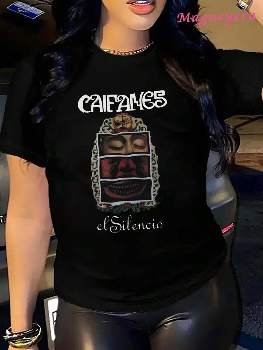 Camiseta de banda Caifanes estilo vintage estampado original para fanáticos música rock algodón negro casual unisex tallas diversas moda alternativa camiseta colección fans rock Mexicano camiseta nostalgia moda música - Negro - Ver 1