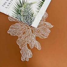 1pc Large White Lace Flower Patch, Hollow Embroidered Sewing Applique DIY Accessory - Lace Appliqué - View 3