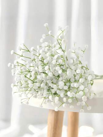 600 konstgjorda baby's breath-blommor - realistisk vit plastbukett med gypsophila för bröllop, förlovningar, alla hjärtans dag och sommarinredning, säsongsbetonad heminredning | Bukett | Hållbart arrangemang, babyshowerdekorationer