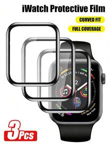 3pcs High Definition Screen Protector Film, Compatible With Apple Watch 40mm, Series SE/6/5/4, Soft HD Clear Film, Scratch-Resistant, Bubble-Free, Compatible With Apple Watch 1/2/3 (38mm/42mm), 4/5/6/SE/SE3 (40mm/44mm), S7/S8/S9 (41mm/45mm), Ultra1/Ultra2/Ultra3 (49mm), Series 10/Series 11 (42mm/46mm) - Clear - View 11