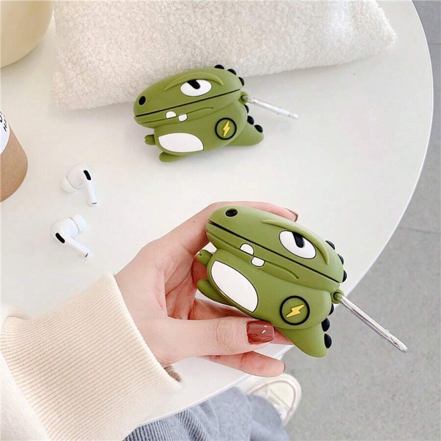 Capa protetora de silicone 3D com desenho animado, novidade de 2026 | Design adorável de Tiranossauro Rex | Capa macia personalizada para Air 1/2/3/Pro | Capa protetora moderna e prática para fones de ouvido Bluetooth sem fio da Apple | Acessório divertido para fones de ouvido femininos, leve e portátil, ideal para uso diário, viagens e presentes. - Multicolorido - Ver 1