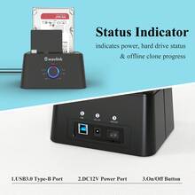 Station d'accueil pour disque dur à deux baies avec fonction de clonage hors ligne, convertisseur USB 3.0 et Type-C vers SATA pour disque dur/SSD de 2,5/3,5 pouces, compatible UASP et jusqu'à 2x16 To, comprend un adaptateur secteur 12 V/3 A - Prise de type UE C (220-240 V) - Voir 6