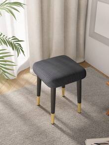 1pc Plush Square Stool Cover, Suitable For Living Room, Bedroom, Dining Room, Study, All Season, Modern Minimalist - Medium Gray - View 2