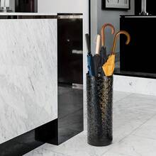 Metal Umbrella Stand With Drip Tray Home Decorative Storage Rack For 3-5 Umbrellas Stick Type - 黑色 - 查看 10