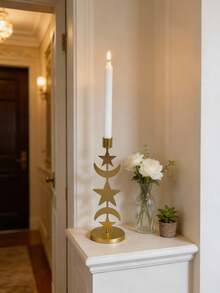 Suport de lumânări cu decor de lună și stele, potrivit pentru lumânări conice, material metalic, stil minimalist, design creativ, poate fi folosit ca recuzită pentru cină la lumina lumânărilor, decor pentru casă, aplicabil pentru hotel, sufragerie, dormitor, sufragerie, masă, dormitor, festivaluri și petreceri, de asemenea, o alegere excelentă de cadou, inclusiv cadouri pentru întoarcerea la școală, suveniruri, cadouri de sărbători, cadouri pentru familie și prieteni. - Multicolor - Vizualizare 6