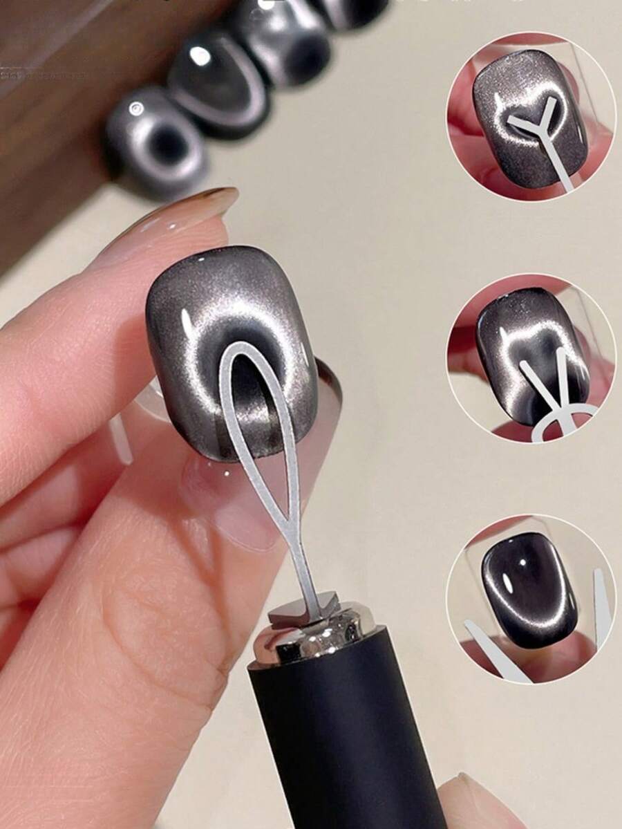 6pcs Cat Eye Nail Polish Gel Magnetic Set, Strong Magnet, Thick Y-Shaped Heart-Shaped Multi-Function Nail Art Magnetic Tool, Nail Art Supplies, Nail Art Tools, Nail Art Tools, Nail, Nail Art Tools, Suitable For Press-On Nails - Multicolor - View 1