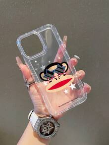 Paul Frank Licensed Transparent Airbag Phone Case, Full Coverage Shockproof Camera Protection, Big Head Monkey Sunglasses Star Pattern, New Suitable For IPhone13/14/15/16/17 Pro Max Phone Protective Cover - Multicolor - View 3