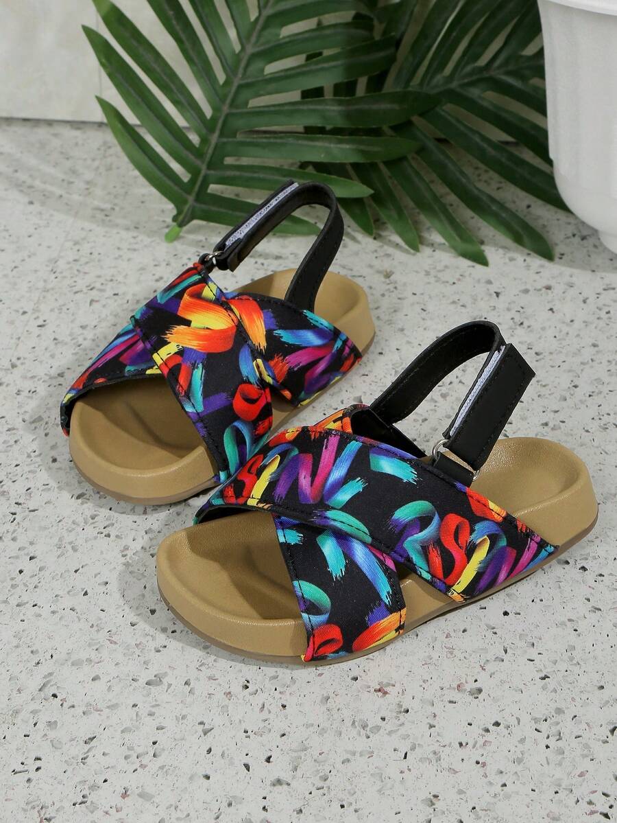 1 Pair Toddler/Baby Open Toe Flat Sandals, Summer - Multicolor - View 1