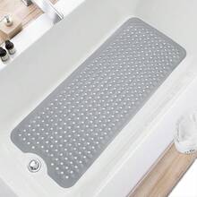Bath Tub And Shower Mats, Non Slip 40 X 16 Inch Extra Large Bathtub Mat, Machine Washable Bathmat With Drain Holes, Suction Cups For Bathroom Floor, Gray - 灰色的 - 查看 1