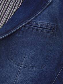Blazer Vaquero Premium para Hombre, Corte Slim Fit y Confección Sastre, Combina Comodidad Casual con Elegancia Business-Casual - Azul - Ver 4