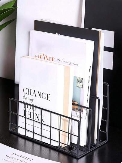 1 st svart brevkorg i metalltråd, skrivbordspostorganisatör, förvaringskorg, dekorativ kontorshållare för arkiv/dokument/information, oumbärlig för skolstarten, förvaring för skolmaterial, displayhylla, organiseringställ