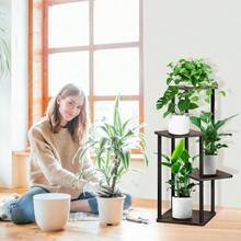 6 Tier Wood Tall Plant Stand Metal Rack Indoor, Multiple Flower Pot Holder Shelves Corner Rack, Planter Shelf Display Rack Storage Organizer Patio Living Room Balcony GardenWhite Oak - 四層,黑橡木 - 查看 7