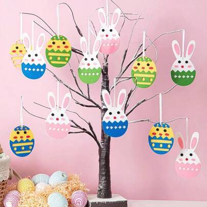 New Handmade Easter Party Decorations Rabbit Eggs Chicks Hanging Ornaments, Felt Crafts, Suitable For Boys, Girls, Interaction, Socializing, Family, Hot Selling, Explosion Models, Gifts For Boyfriend, Girlfriend, Birthday, Party, Perfect Gift, Presents