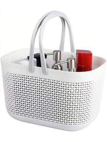 Cestas de Almacenamiento de Plástico con Asas, Canasta de Baño, Canastas Organizadoras, Organizador de Cubos de Ducha para Baño y Cocina (blanco) - 1 - Ver 2