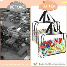 1 pieza Bolsa de almacenamiento transparente de moda - Bolsa organizadora de plástico de gran capacidad con cremallera resistente y asa | Bolsa de almacenamiento rectangular multiusos para viajes, vacaciones, juguetes, ropa y almacenamiento de bloques | Diseño unisex adecuado para actividades diarias y al aire libre de primavera | Regalo perfecto para el Día de San Valentín, bolsa esencial para viajes - Multicolor - Ver 3