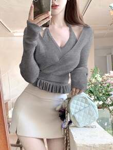 Elegant & Sexy Women's Sweater, Autumn/Winter Sweet & Simple V-Neck ...