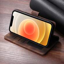 Premium Leather Phone Case With Card Slot, Magnetic Closure Flip Cover, Business Use, 6th Generation - Brown - View 8