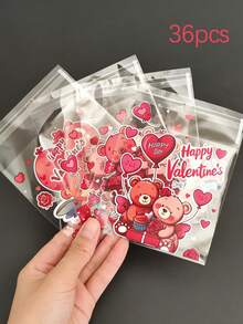 Valentinstag Fröhlicher Bär Muster Geschenkverpackungstüten, Valentinstag Party Verpackungstüten, Rotes Herz und Bär Muster Transparente selbstklebende Tüten, Vier-in-Eins gemischte Verpackung - Geeignet für verschiedene kleine Geschenkverpackungen am Valentinstag, Vier Muster werden zufällig ausgewählt. Valentinstag, Valentinsgeschenk, Geschenk für Männer, Geschenk für Frauen - Verschiedenfarbig - Übersicht 12
