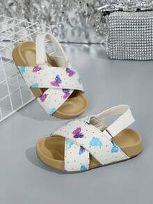 1 Pair Baby Girls' Summer Open Toe Hook And Loop Butterfly Flat Sandals - Multicolor - View 5